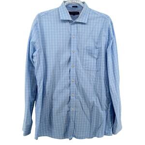 Tommy Hilfiger Blue Checkered Button Down Shirt Mens XL Preppy Business Casual